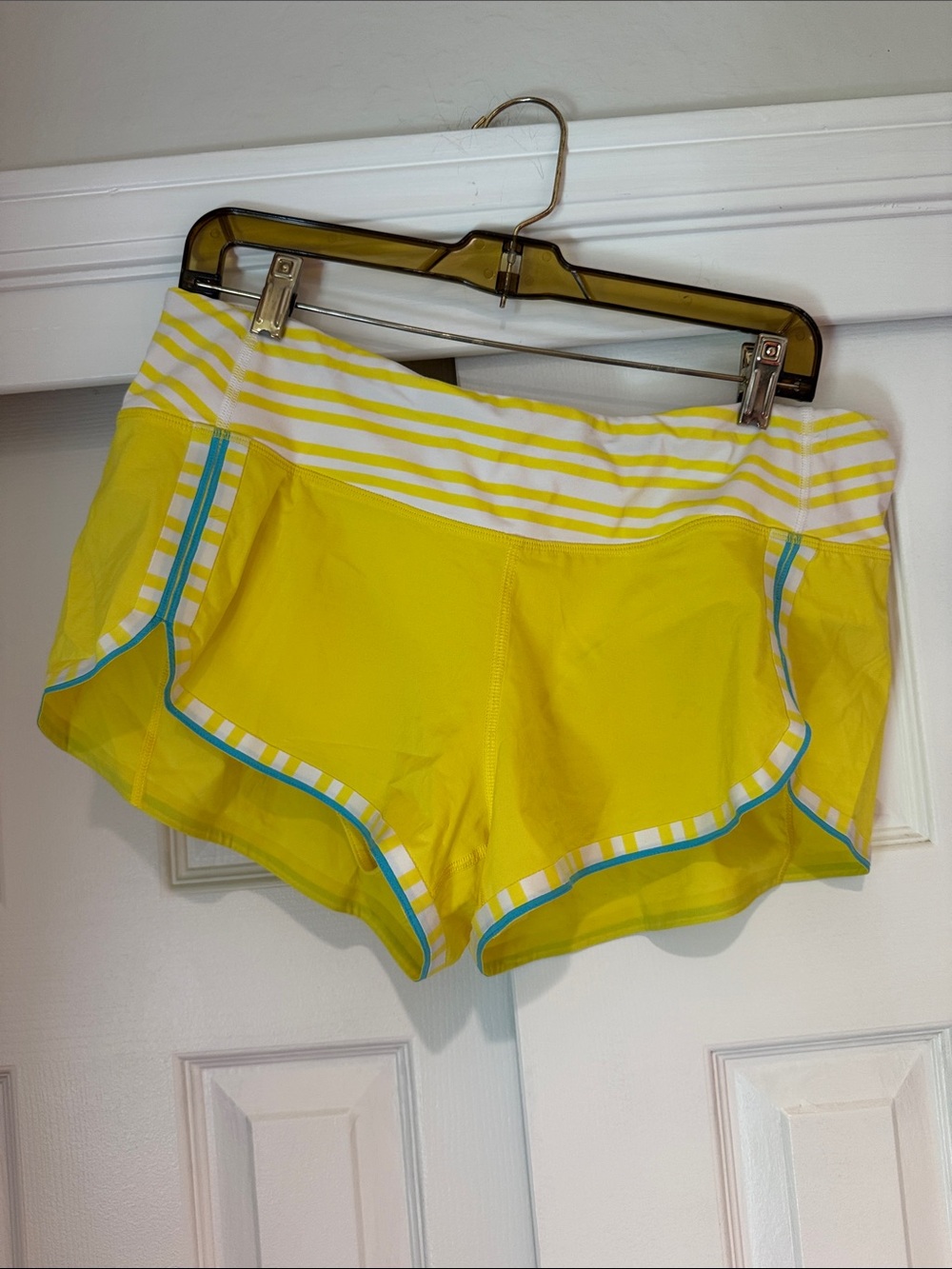 lululemon athletica Yellow Stripe Waist Athletic Shorts